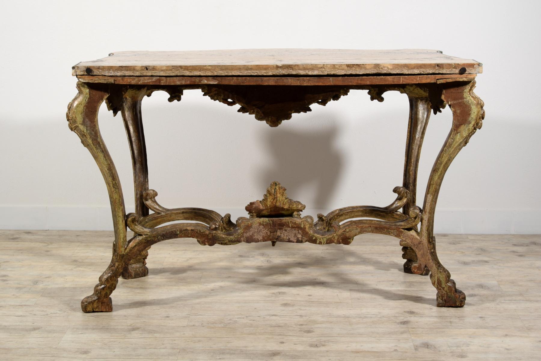 18th Century, Italian Carved and Silvered Wood Consolle For Sale 15