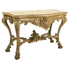 18th Century, Italian Carved and Silvered Wood Consolle