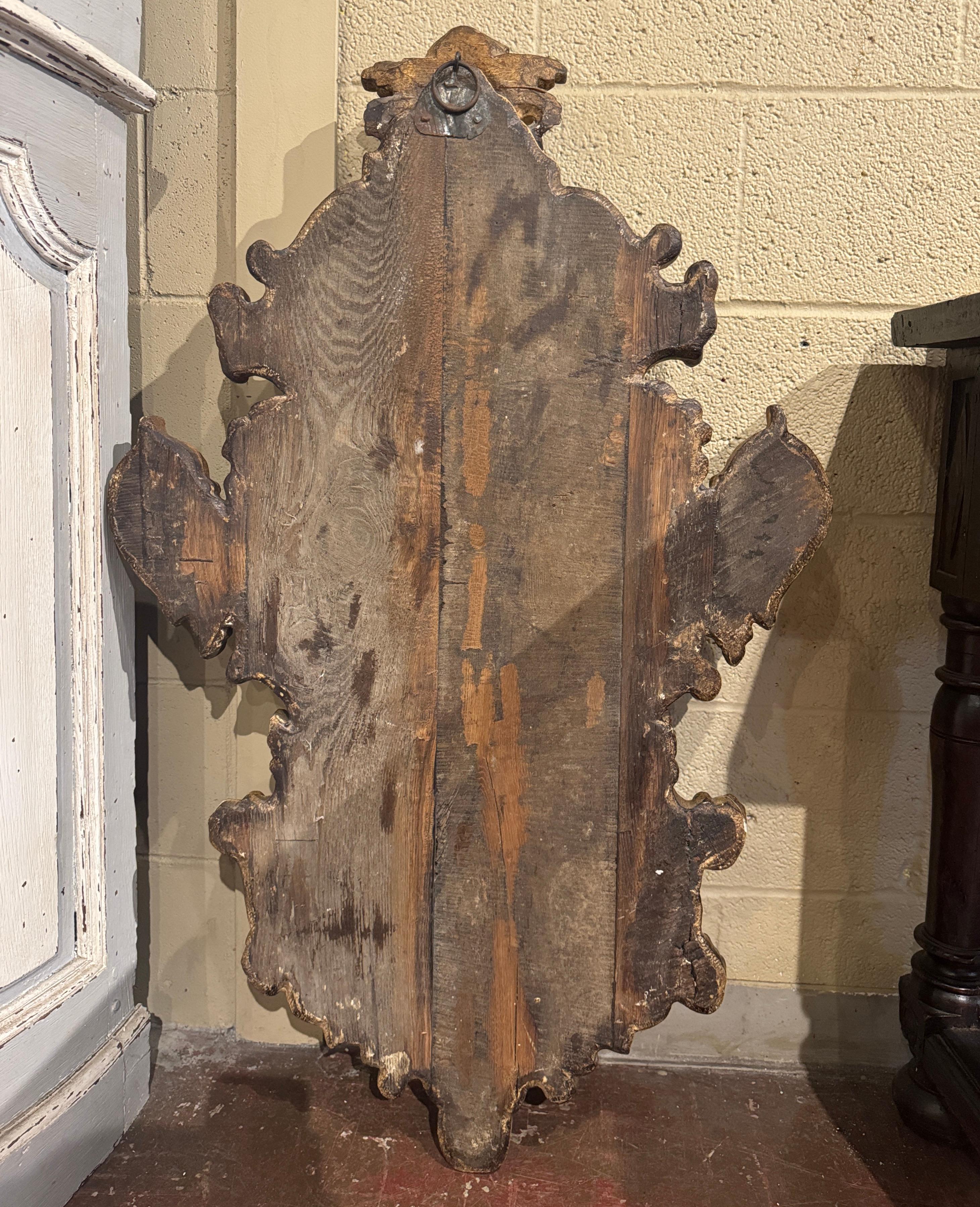 18th Century Italian Carved Baroque Giltwood and Painted Wall Frame 7