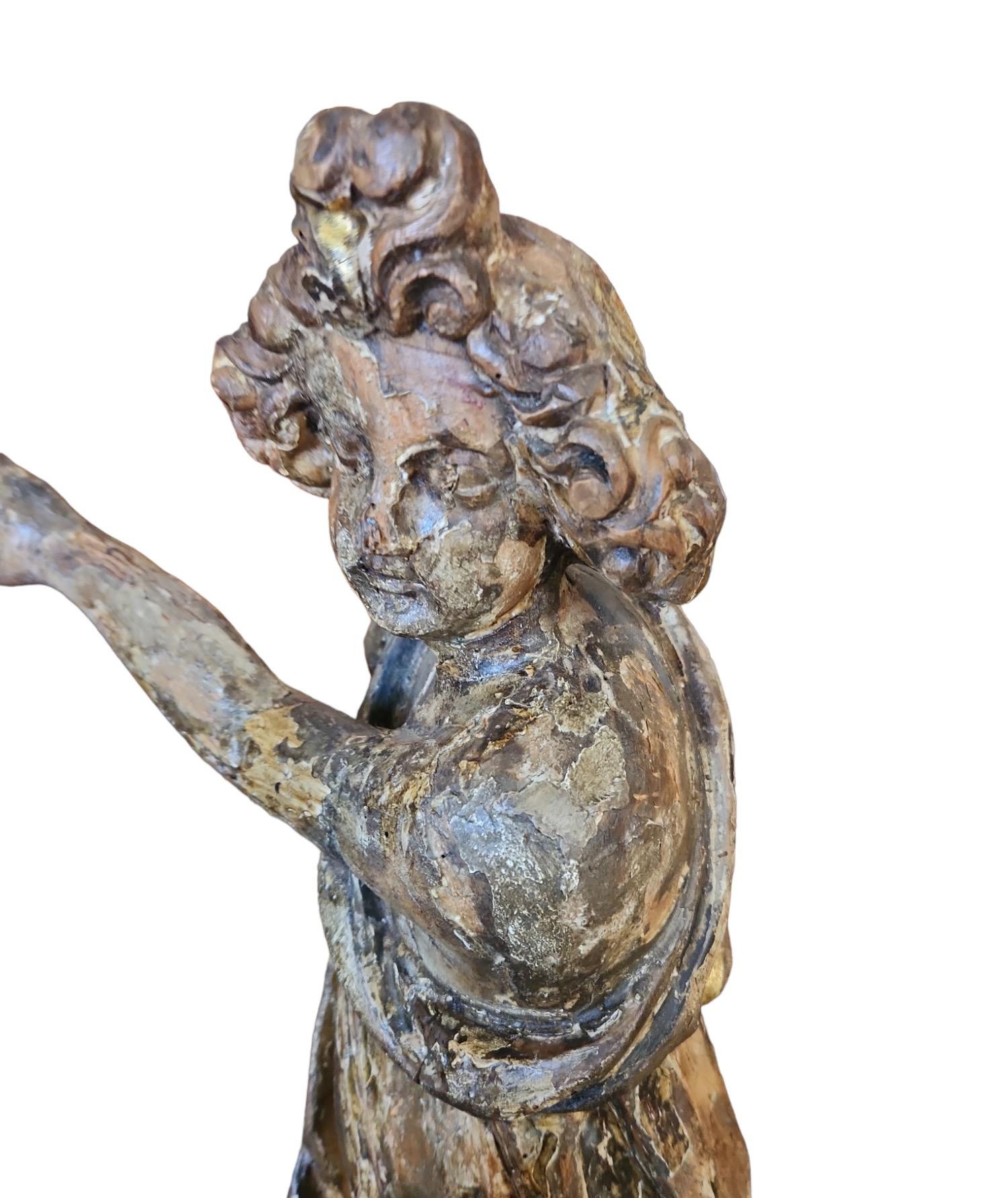 Hand-Carved 18th Century Italian Carved Figure For Sale