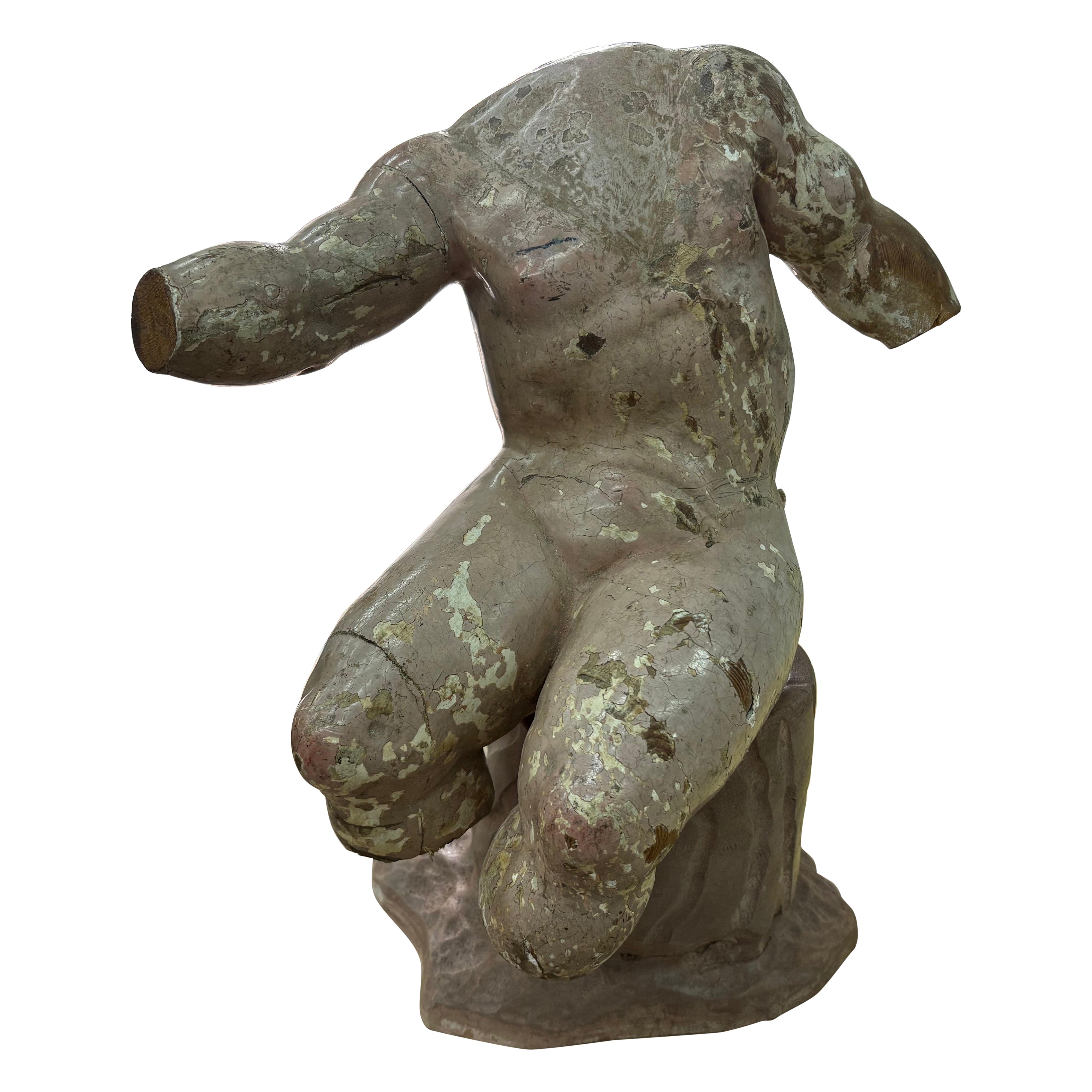 Torso intagliato italiano del XVIII secolo su plinto