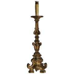 18th Century Italian Carved Giltwood Altar Candlestick converted to a Table Lamp