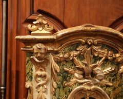 18th Century Italian Carved Giltwood and Polychrome Tabernacle Facade with Door