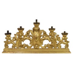 18th Century Italian Carved Giltwood Baroque Candleholder