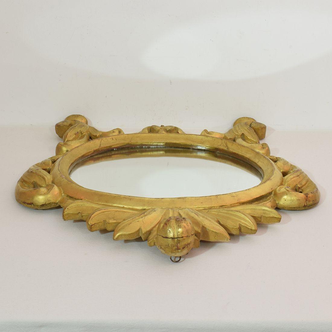 18th Century, Italian Carved Giltwood Baroque Mirror For Sale 6