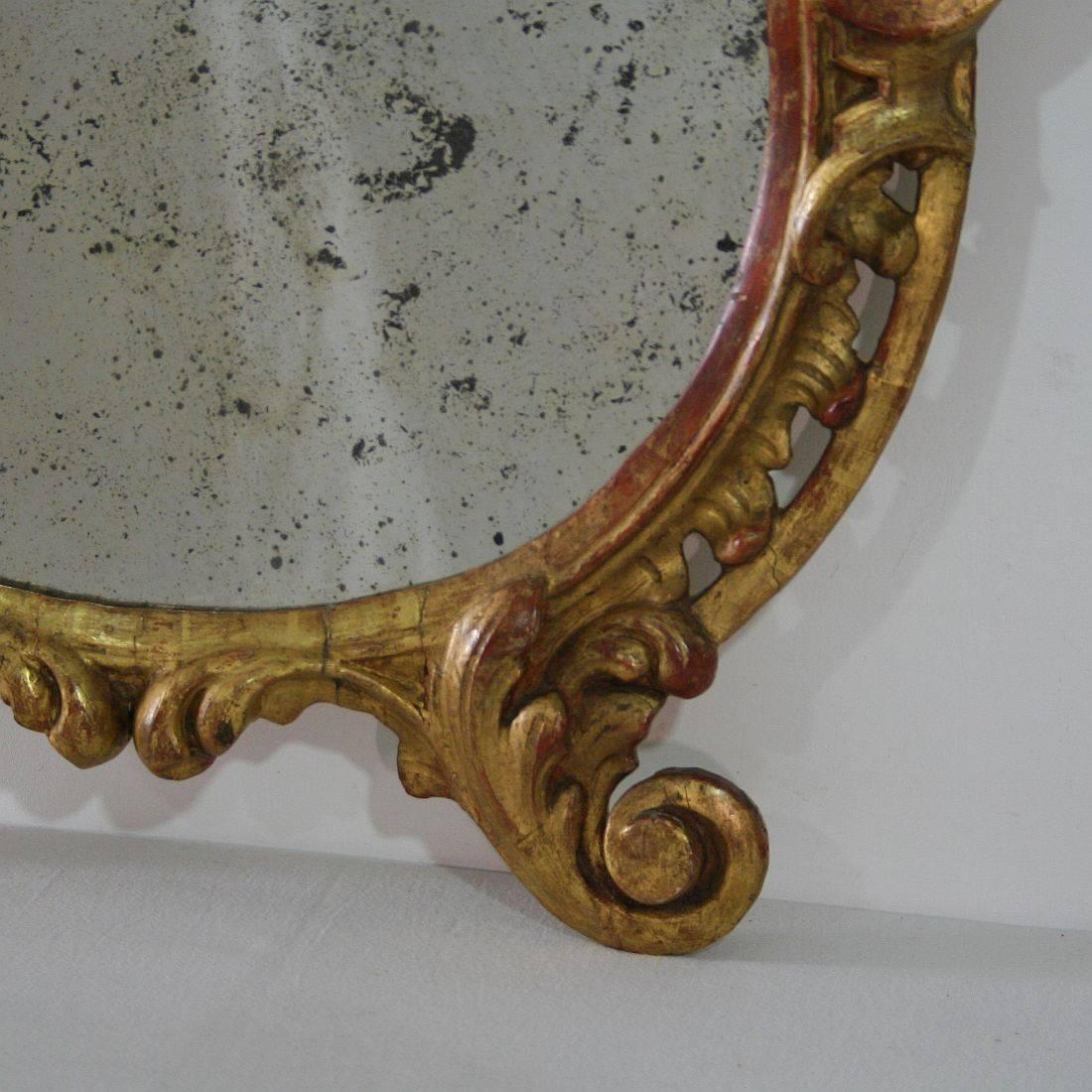 18th Century, Italian Carved Giltwood Baroque Mirror 1