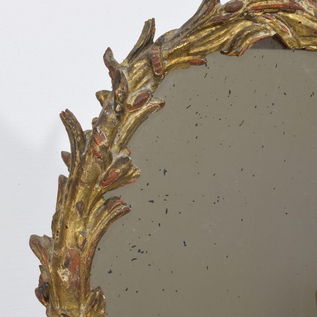 18th Century, Italian Carved Giltwood Baroque Standing Mirror For Sale 5
