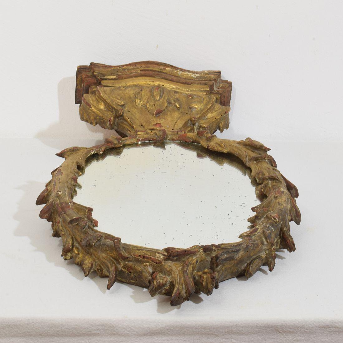 XVIIIe siècle, miroir baroque italien en bois doré sculpté en vente 11