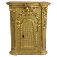 18th Century Italian Carved Giltwood Baroque Tabernacle with Angels