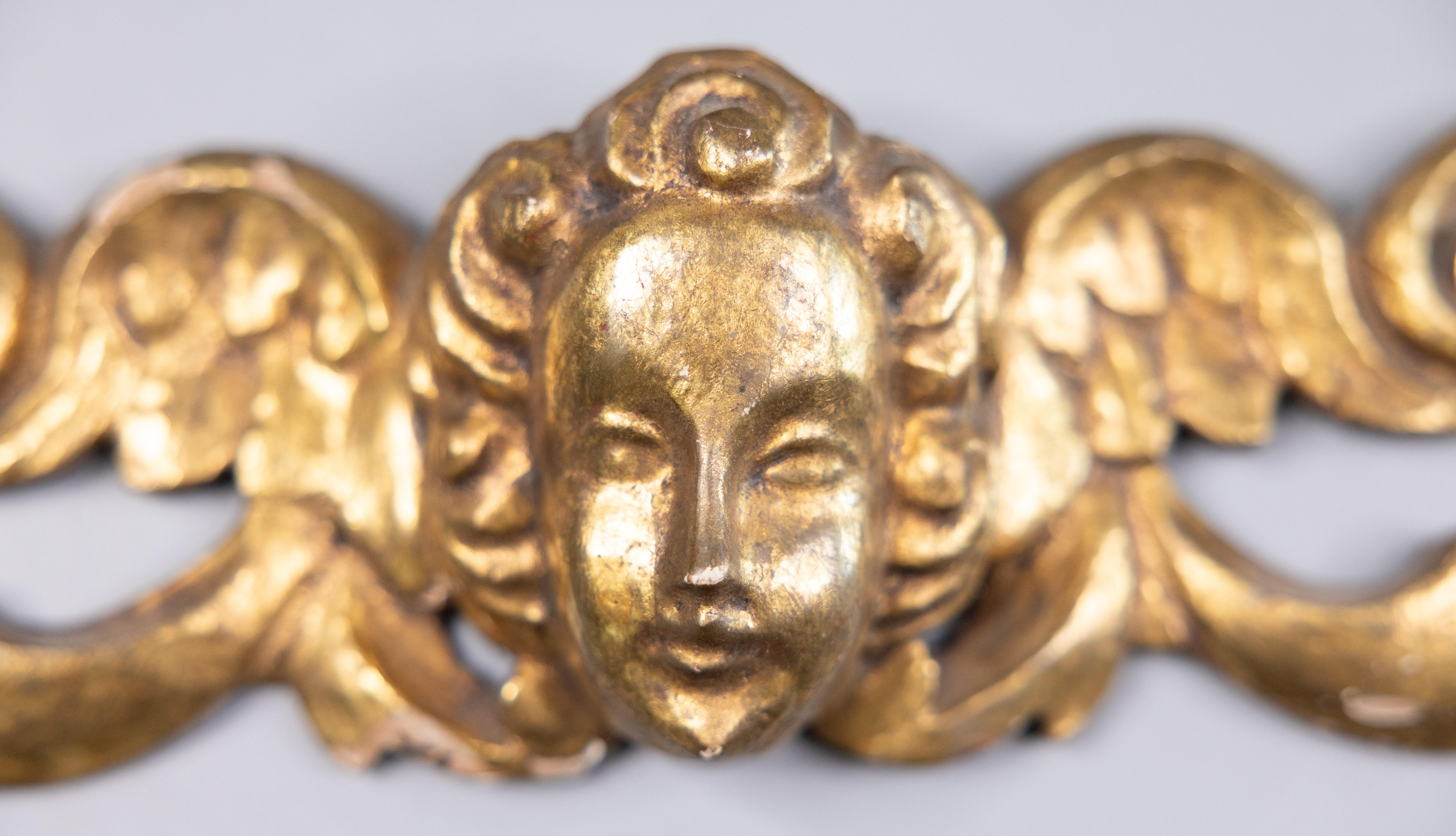 Rococo 18th Century Italian Carved Giltwood Cherub Architectural Fragment Wall Hanging For Sale