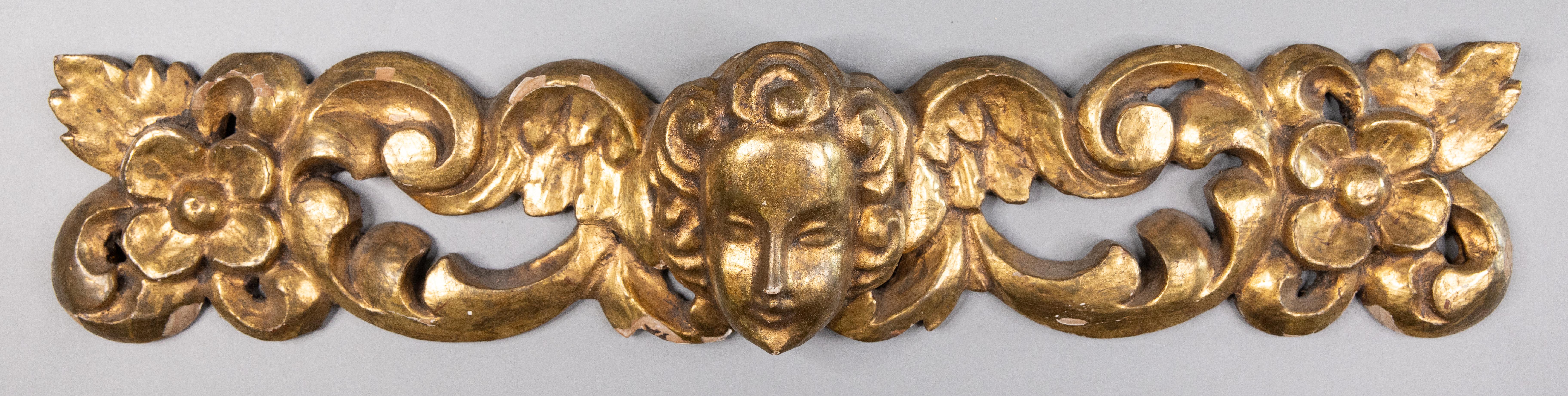 18th Century Italian Carved Giltwood Cherub Architectural Fragment Wall Hanging For Sale 1