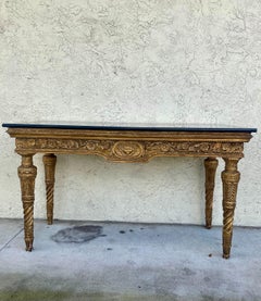 18th Century Italian Carved Bronze Painted  Giltwood Console Table
