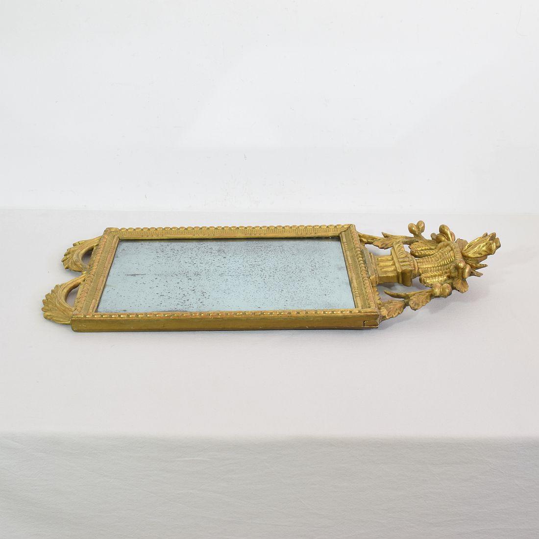 18th Century, Italian Carved Giltwood Louis XVI Style Mirror 9