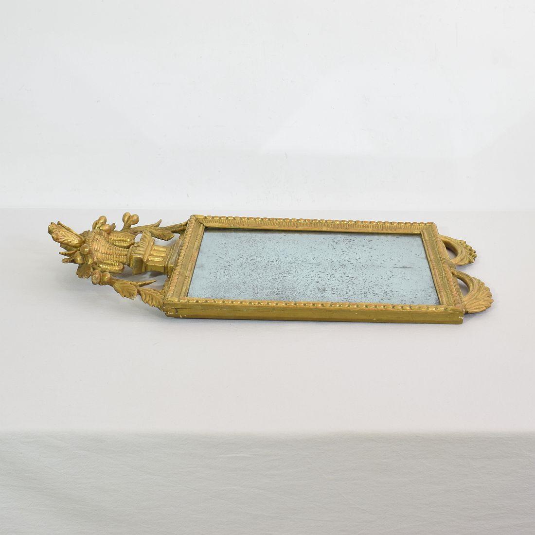 18th Century, Italian Carved Giltwood Louis XVI Style Mirror 10