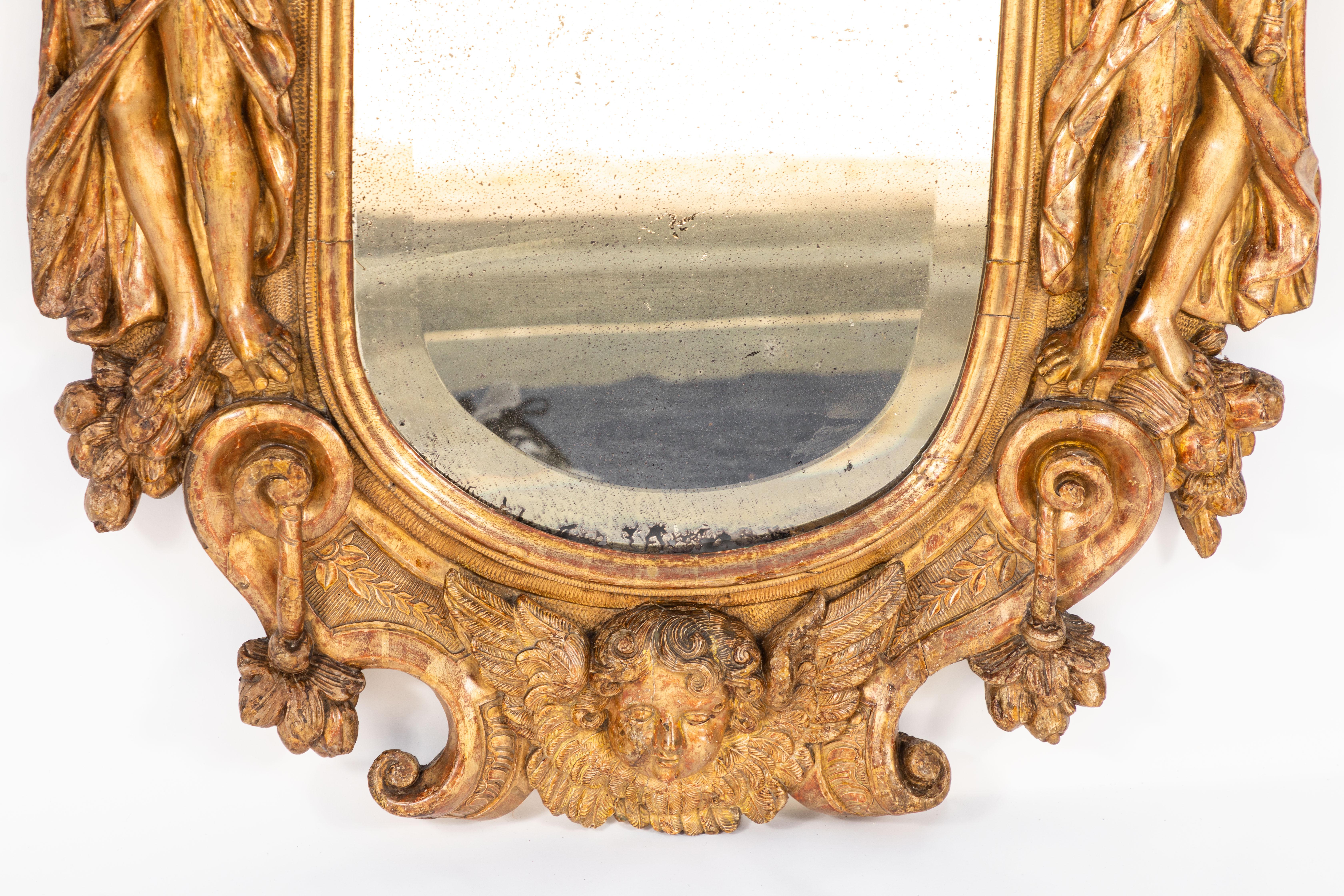 18th Century Italian Carved Giltwood Mirror In Good Condition In Los Angeles, CA