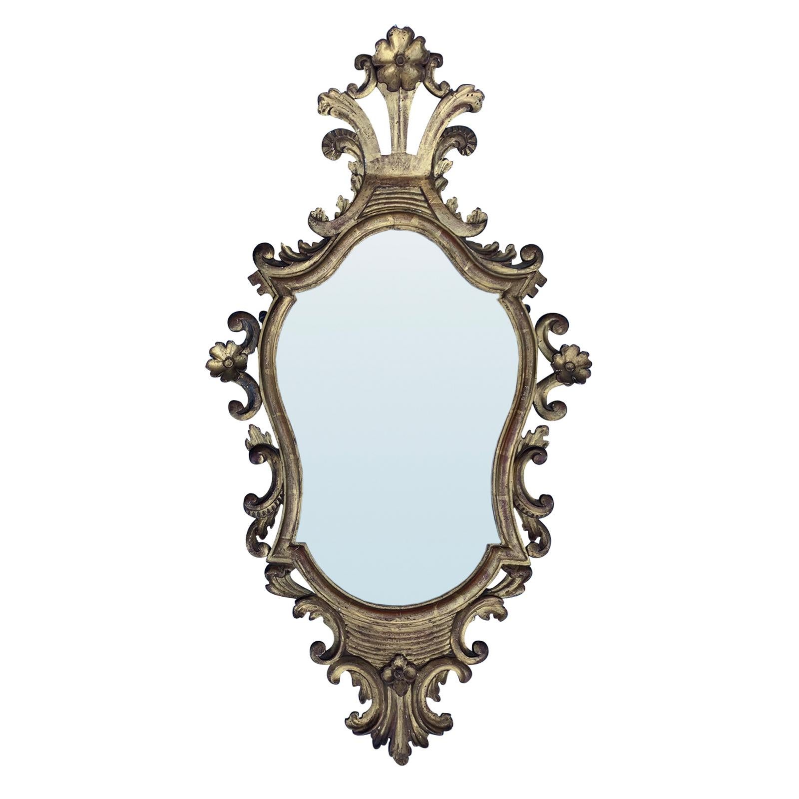 18th Century Italian Carved Giltwood Mirror For Sale