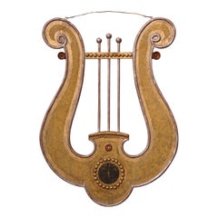 18th Century Italian Carved Giltwood, Silvered and Painted Decorative Wall Lyre
