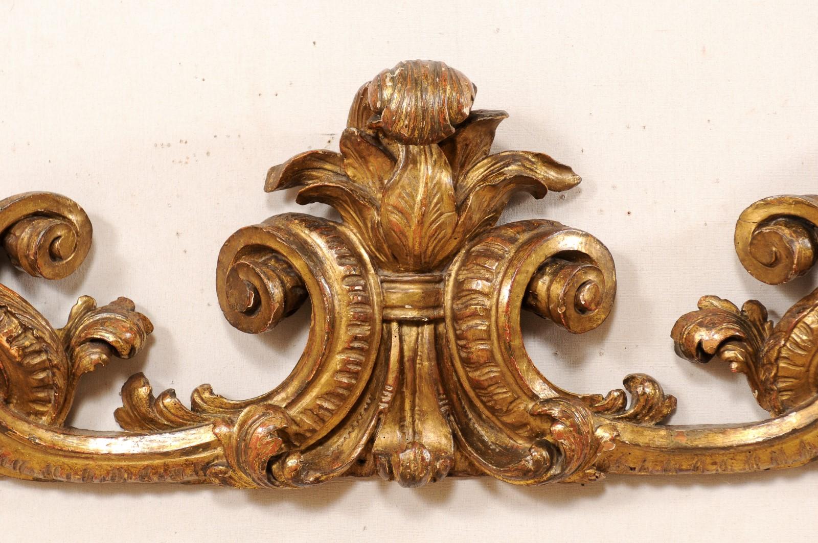 18th Century Italian Carved Giltwood Wall Fragment Adorned with Acanthus Leaves 1