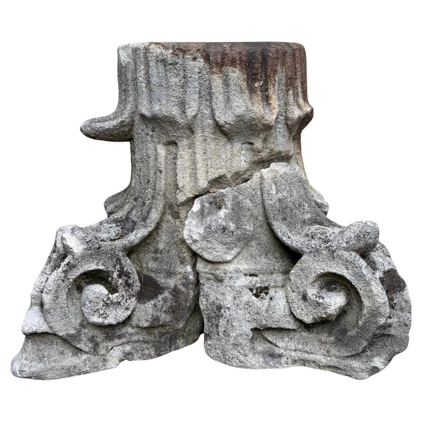 18th Century Italian Carved Limestone Corinthian Capital