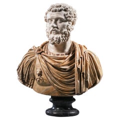 18th Century Italian Carved Marble Bust Of Roman Emperor Septimius Severus
