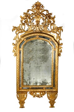 18th Century Italian Carved Mecca Mirror Double Frame with Mercury Mirror