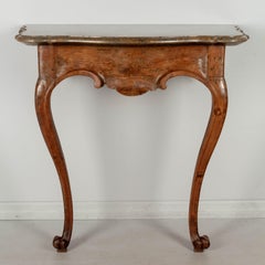 18th Century Italian Carved Oak Marble Top Console