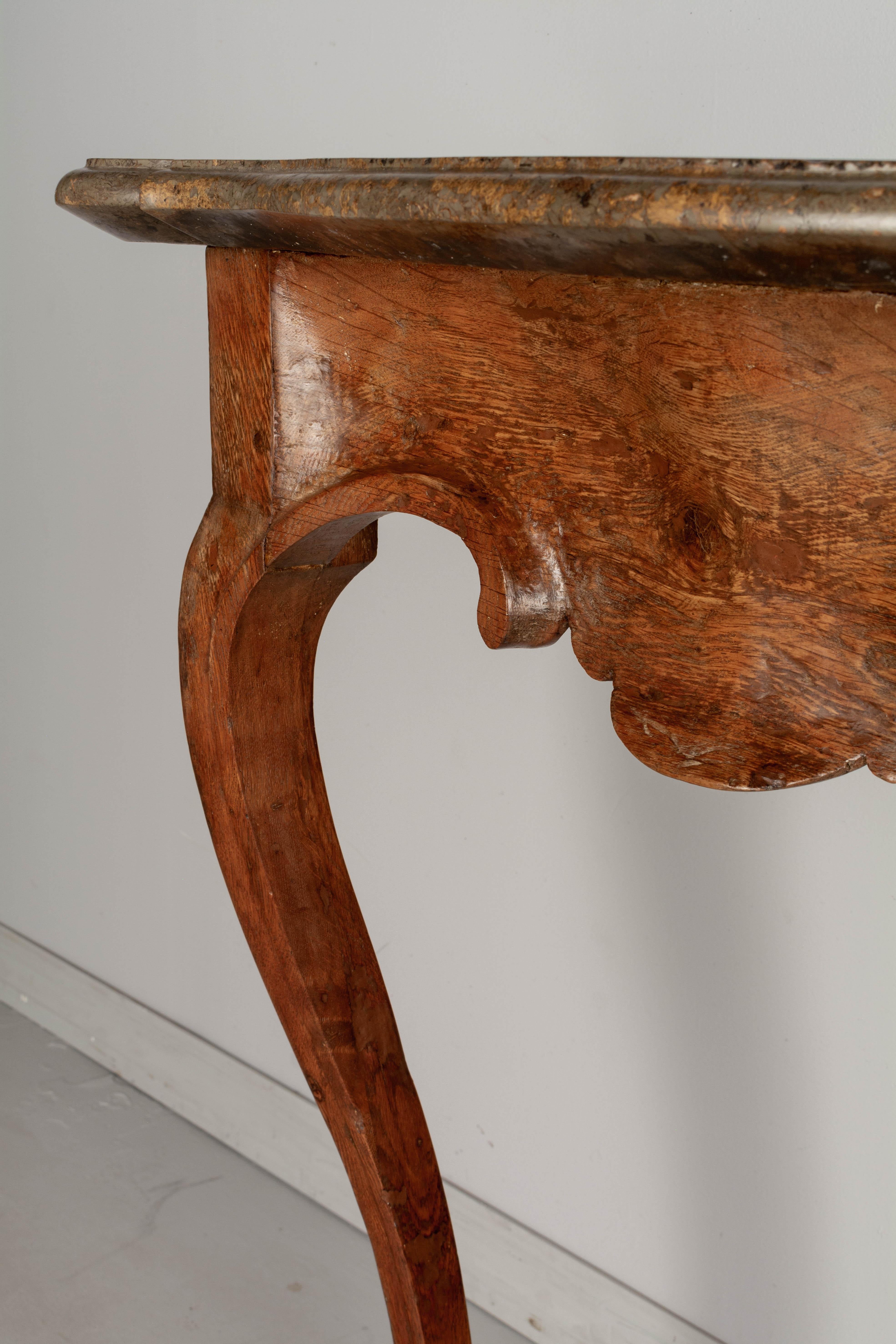 18th Century Italian Carved Oak Marble Top Console In Good Condition For Sale In Winter Park, FL