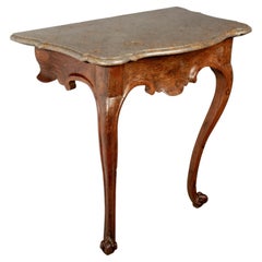 18th Century Italian Carved Oak Marble Top Console