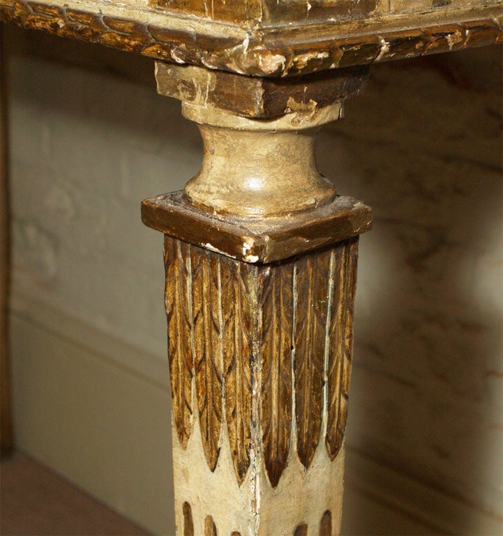 18th Century Italian Carved, Painted and Gilded Console, Sicilian Marble Top For Sale 5