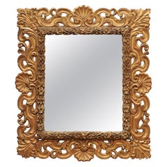 18th Century Italian Carved Rectangular Giltwood Mirror with Shells, ca. 1760