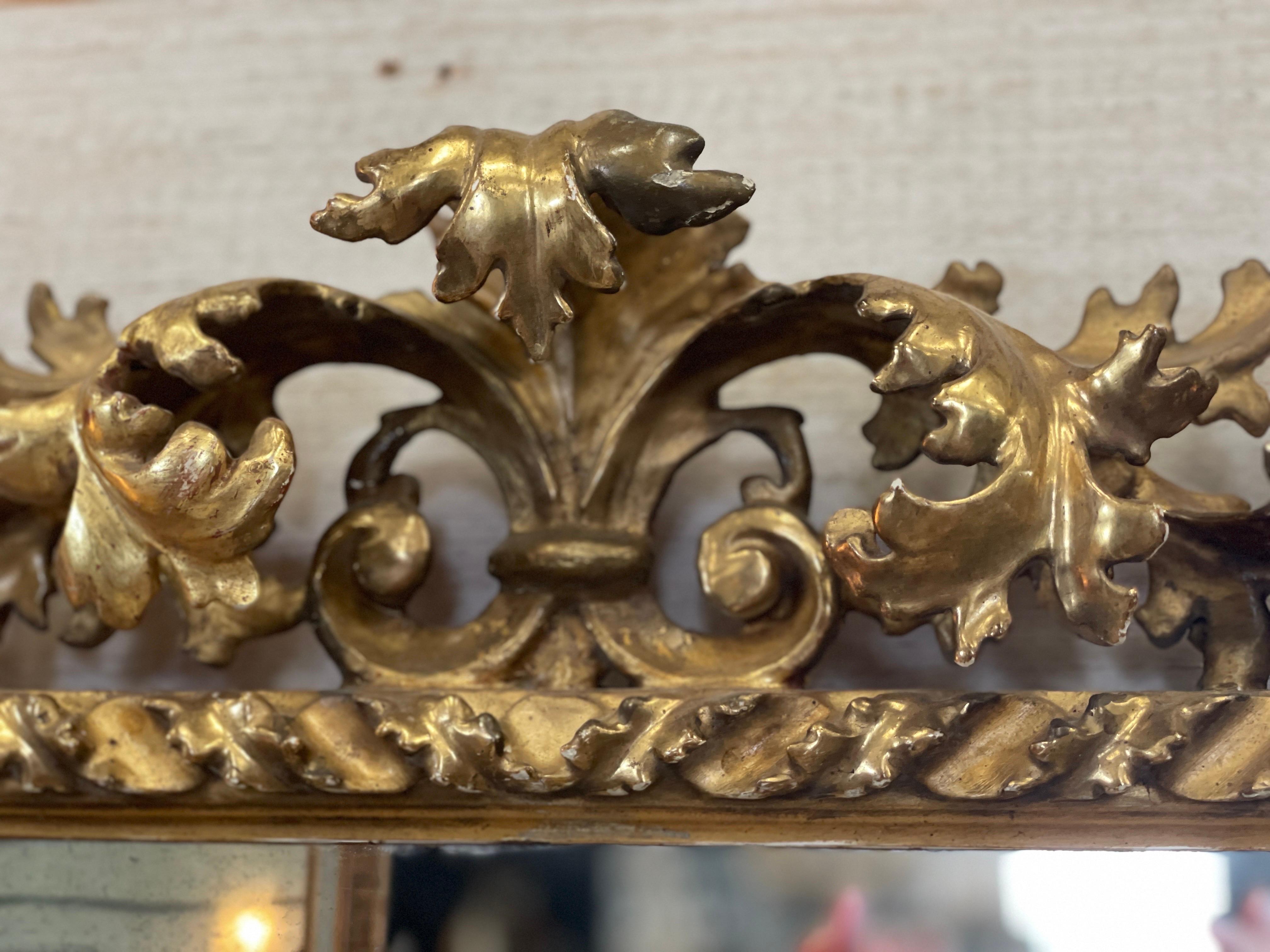 18th Century Italian Carved Rococo Gilt Mirror  For Sale 4