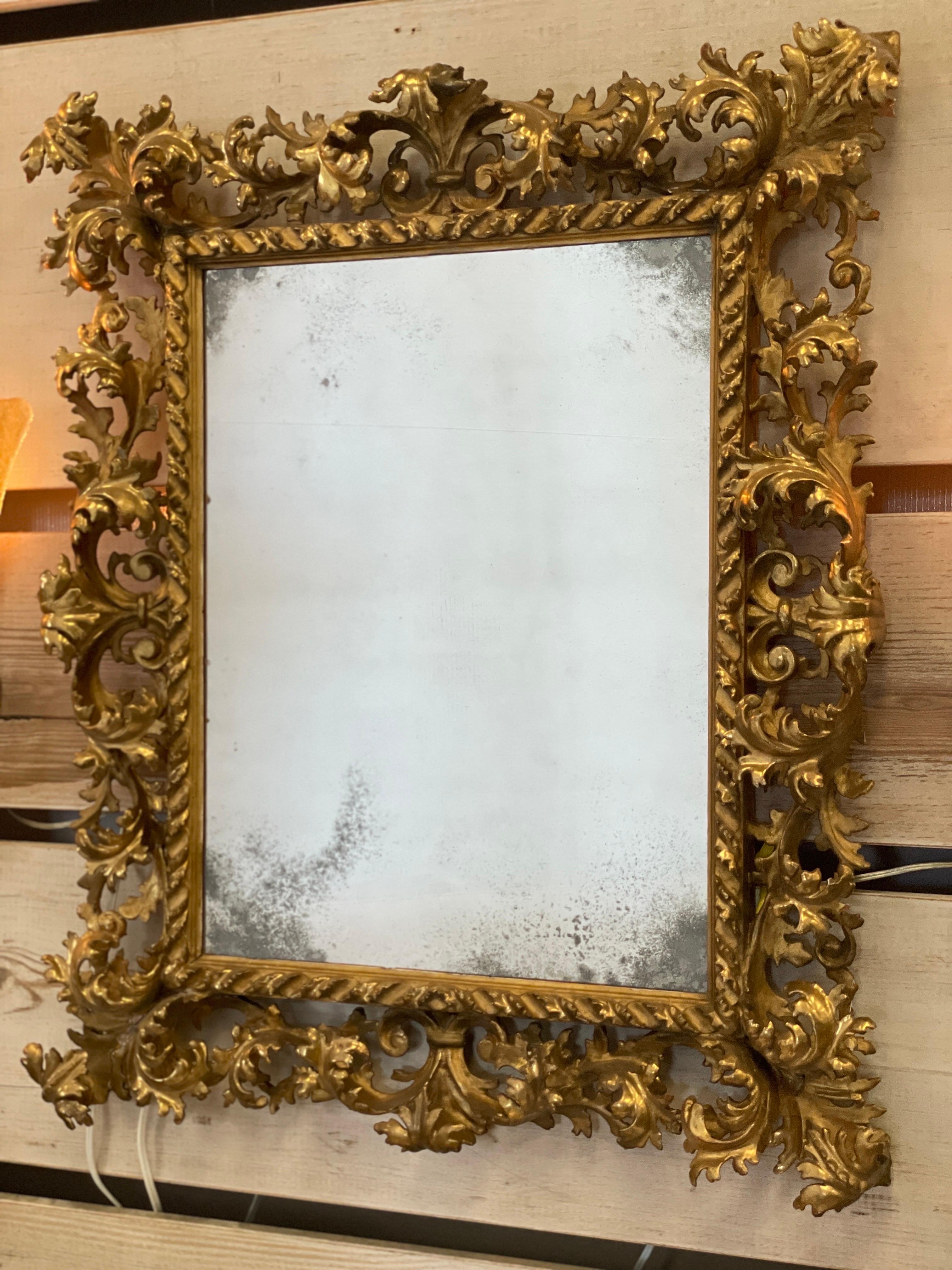 18th Century and Earlier 18th Century Italian Carved Rococo Gilt Mirror  For Sale