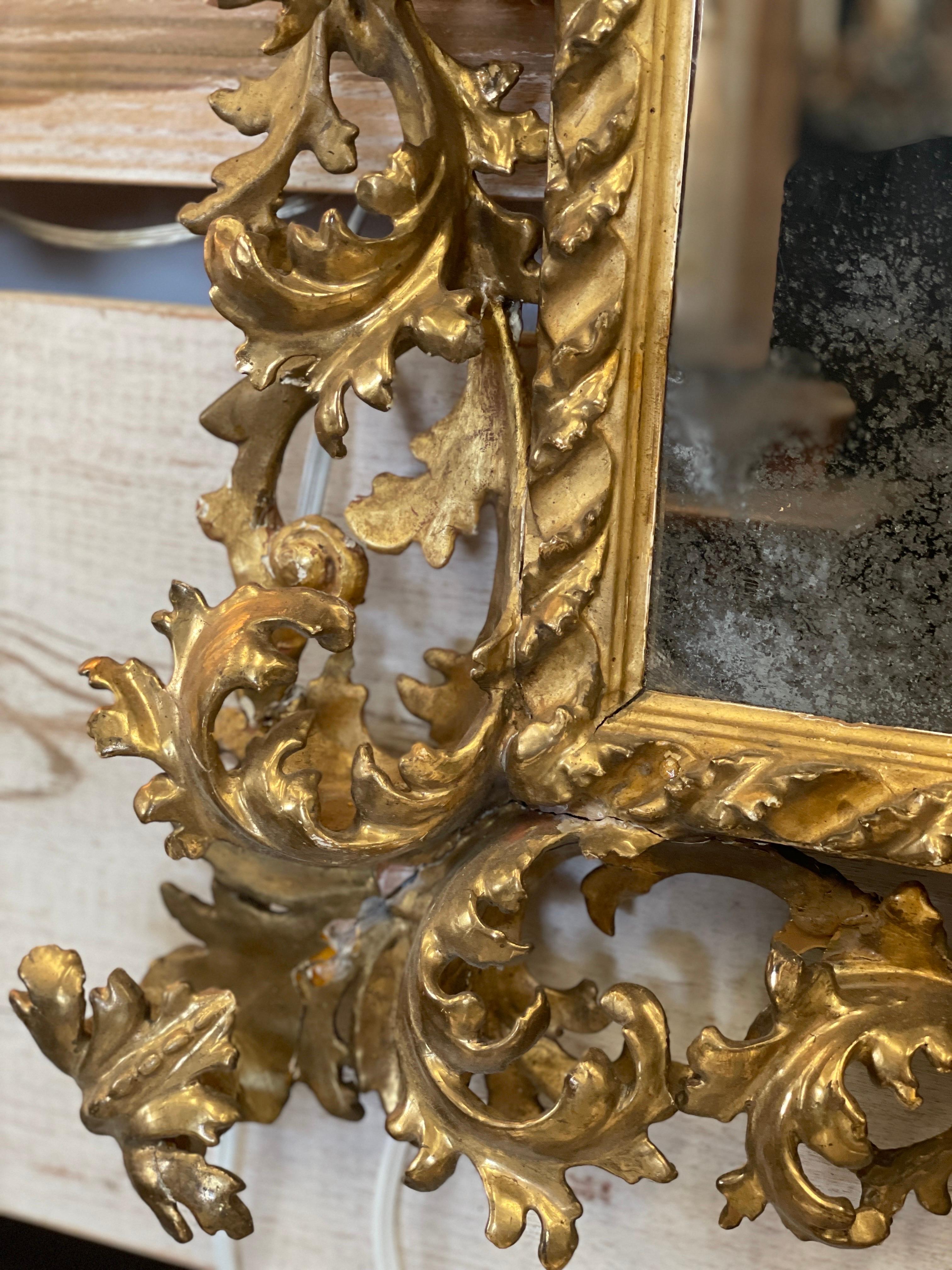 18th Century Italian Carved Rococo Gilt Mirror  For Sale 1
