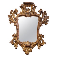 18th Century Italian Carved Rococo Giltwood Wall Mirror
