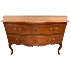 18th Century Italian Carved Walnut 2-Drawer Commode