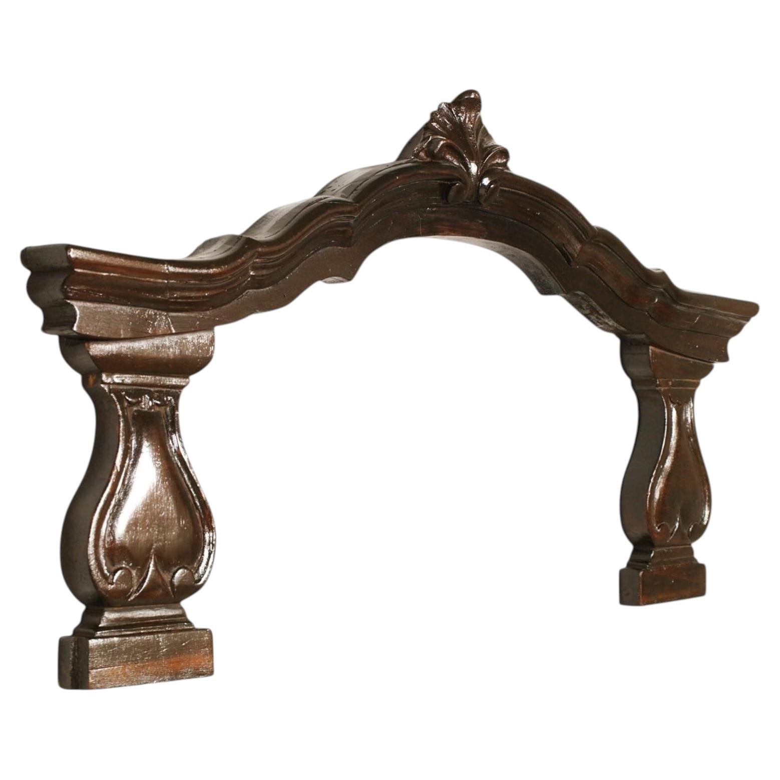 18th-Century Italian Carved Walnut Architectural Crest / Overdoor Pediment