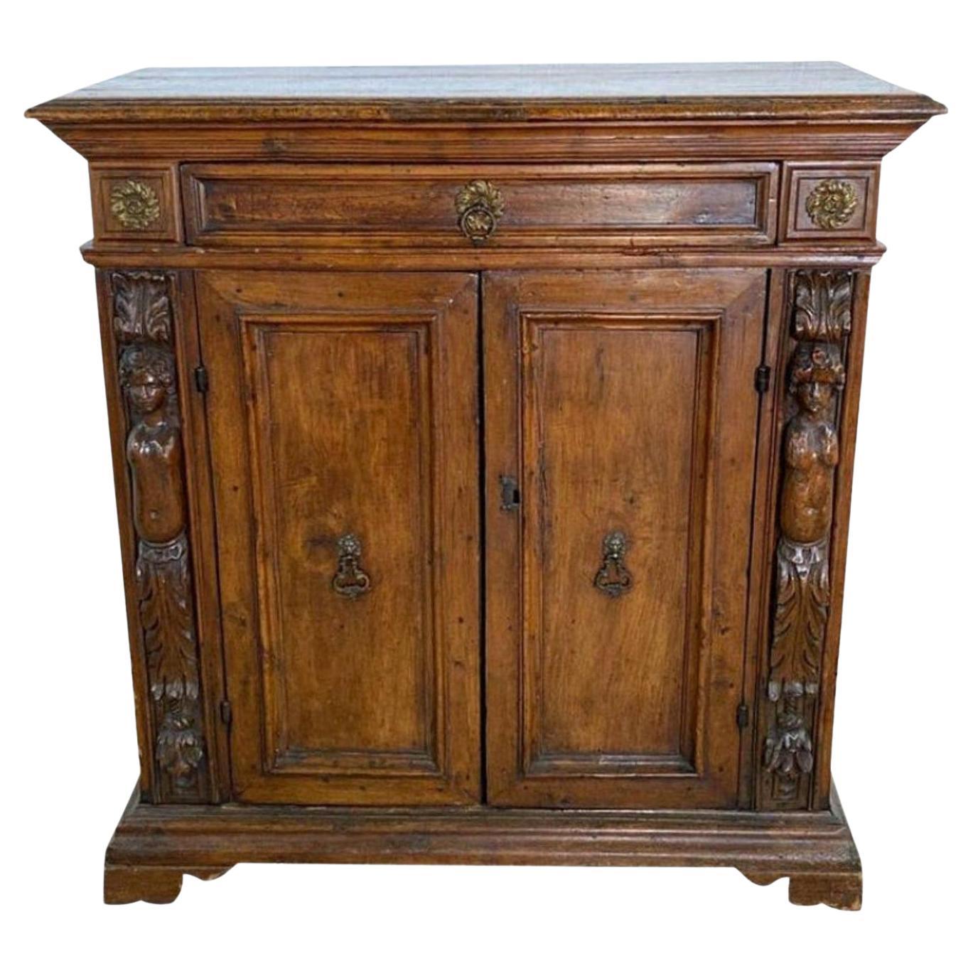 18th Century Italian Carved Walnut Cabinet For Sale