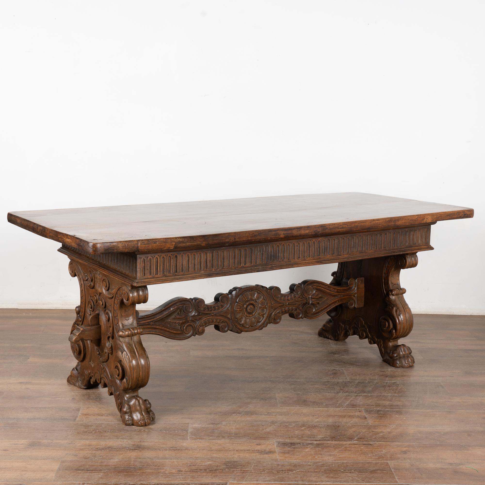 18th Century Italian Carved Walnut Desk or Console Table For Sale 7