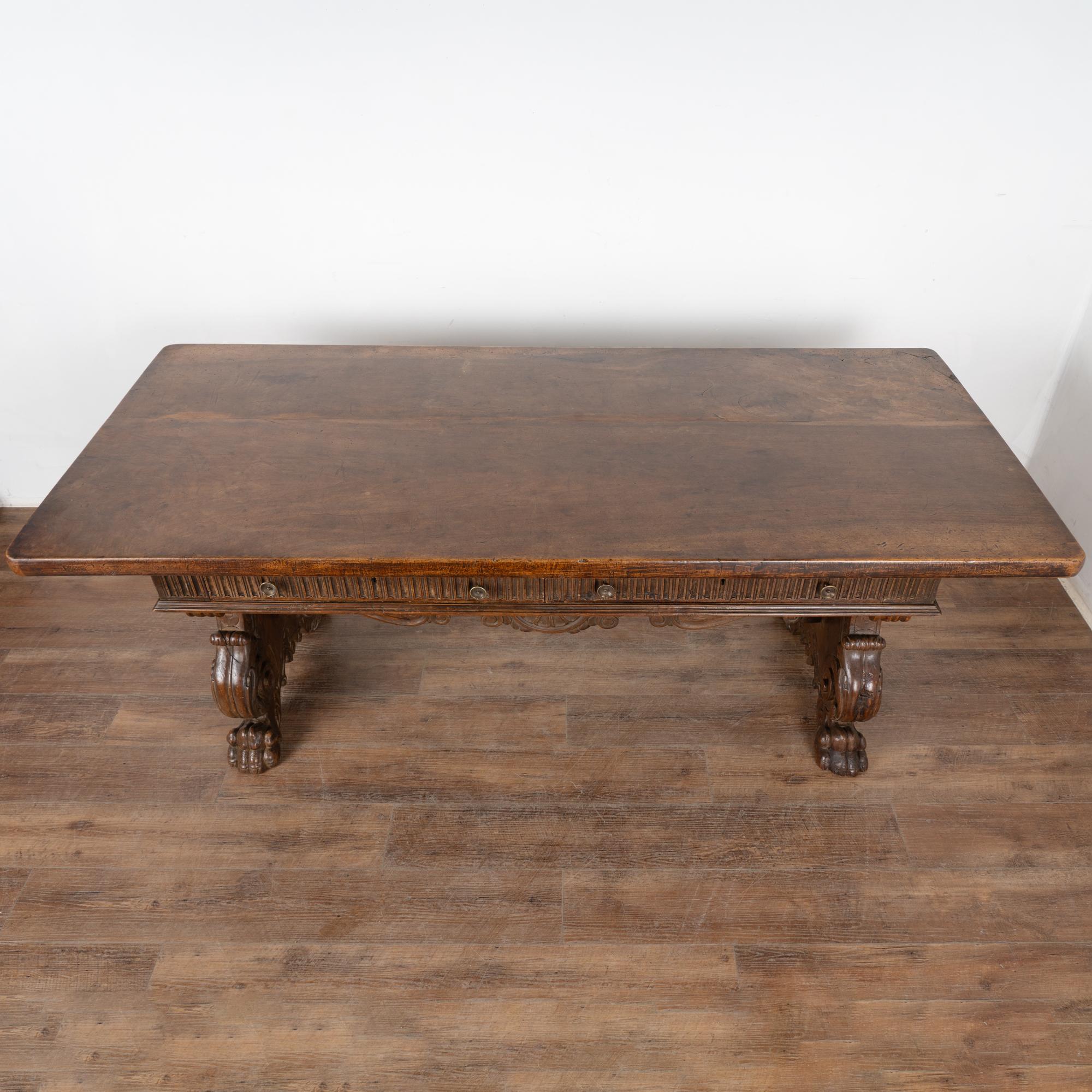 18th Century Italian Carved Walnut Desk or Console Table For Sale 1