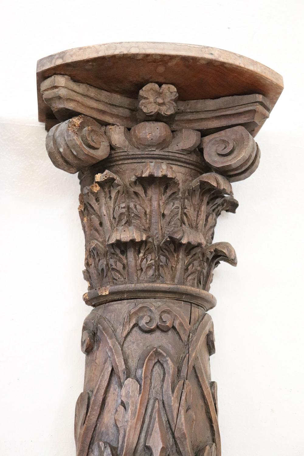 Late 18th Century 18th Century Italian Carved Walnut Pair of Columns
