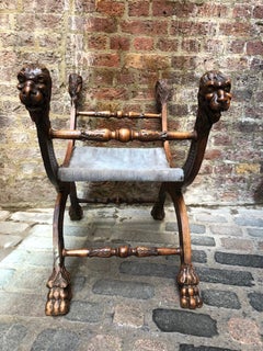 18th Century Italian Carved Walnut Stool