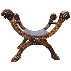 18th Century Italian Carved Walnut Stool