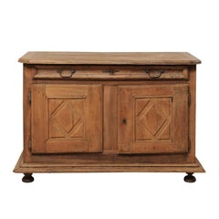 An 18th C. Italian Carved Walnut Wood 2-Door & Single Drawer Buffet Credenza