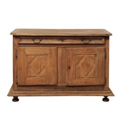 An 18th C. Italian Carved Walnut Wood 2-Door & Single Drawer Buffet Credenza