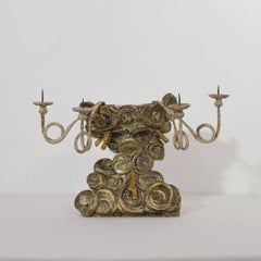 18th Century Italian Carved Wood Baroque Altar with Candleholders