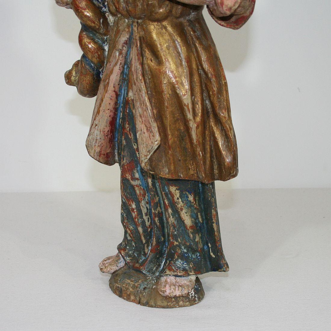 18th Century, Italian Carved Wood Baroque Angel with Candleholder 8