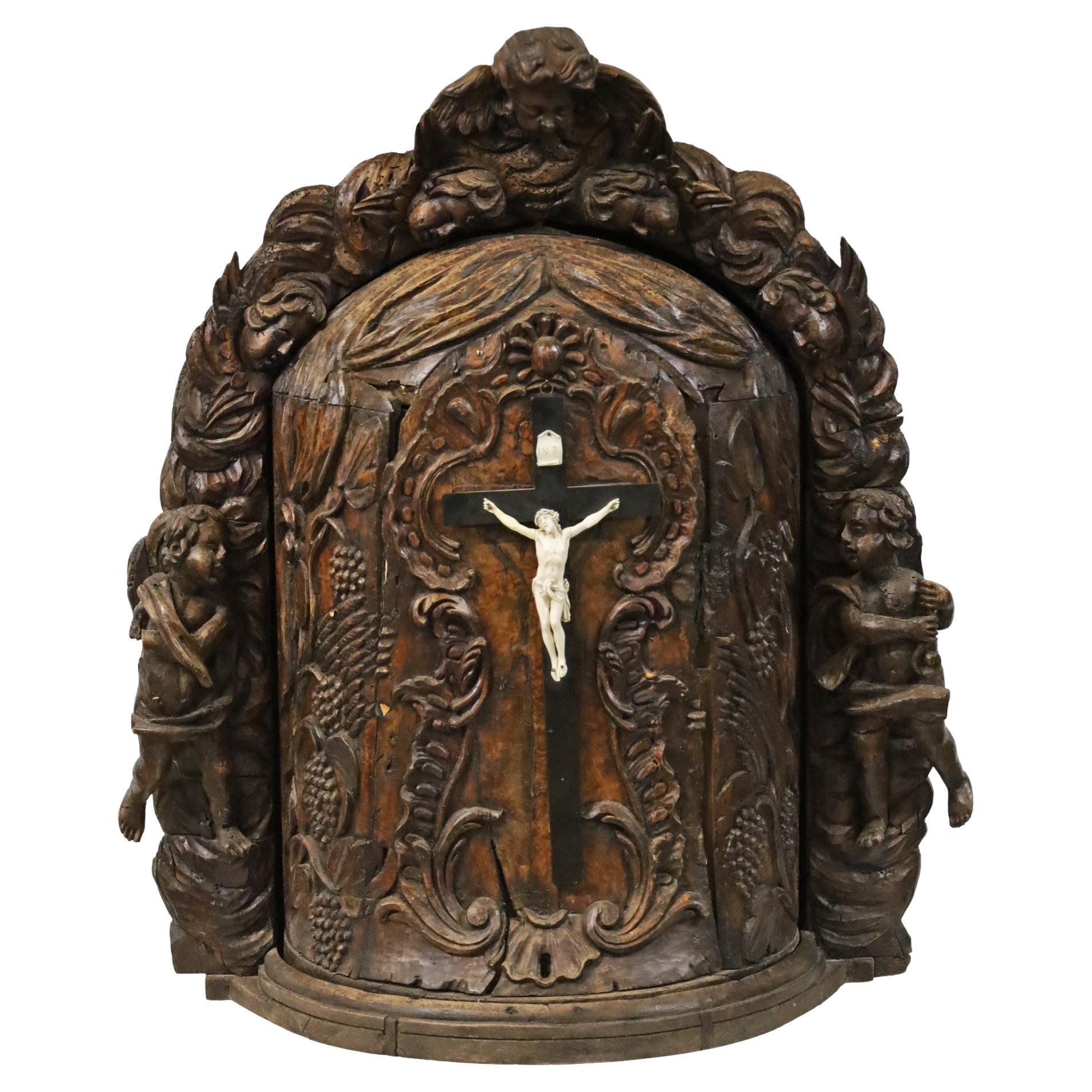 18th Century Italian Carved Wood Tabernacle Cabinet