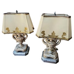 18th Century Italian Carved Wood Urn Lamps