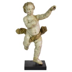 18th Century Italian Carved Wooden Baroque Angel / Cupid