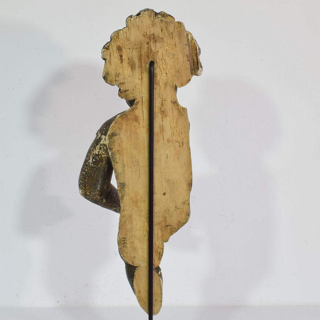 18th Century Italian Carved Wooden Baroque Angel Fragment 8